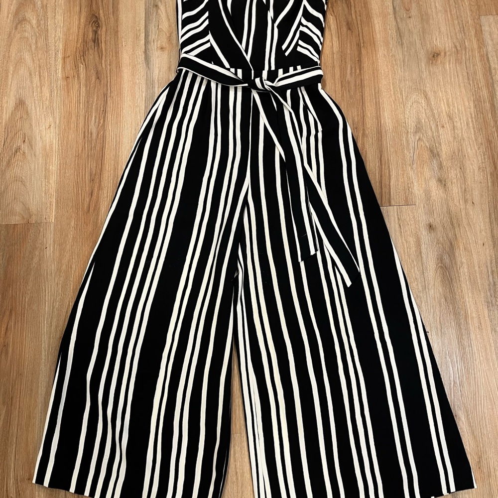 Black and White Striped Jumpsuit